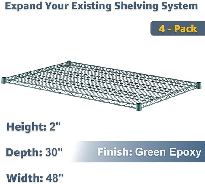 30 x 48 Heavy Duty Wire Shelving Shelf 4 Pack for Rack Expansion and Storage Reconfiguration NSF