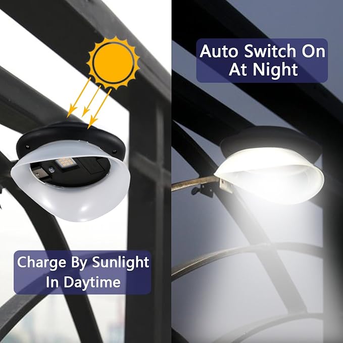 Solar Gutter Lights Outdoor 9 LED Super Bright Waterproof Wireless Security for Garden Wall Yard Deck
