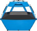 WhiteFang Deluxe Pop Up Beach Tent Sun Shade Shelter for 3-4/5-6 Person UV Protection Extendable Floor with 3 Ventilating Windows Plus Carrying Bag Stakes and Guy Lines