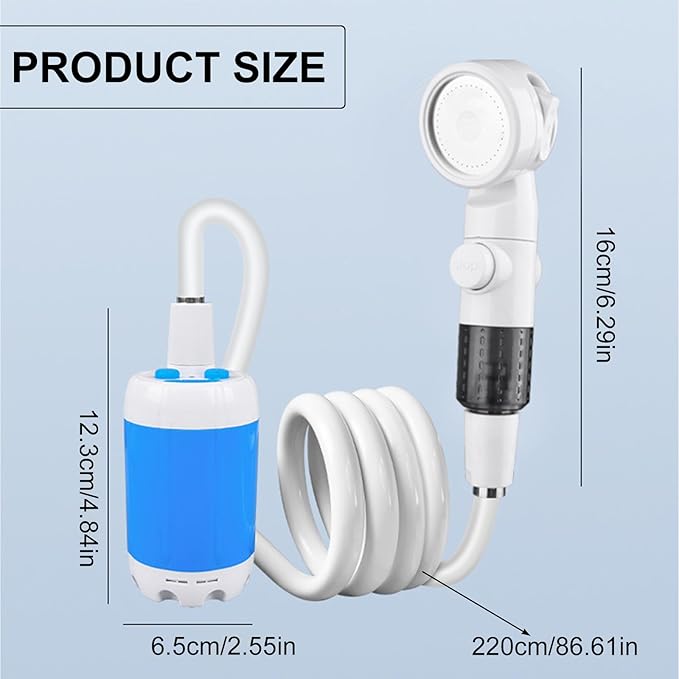 4000mAh Rechargeable Shower Pumps High Flows Compacts Design for Camping Travel and Dorm Use