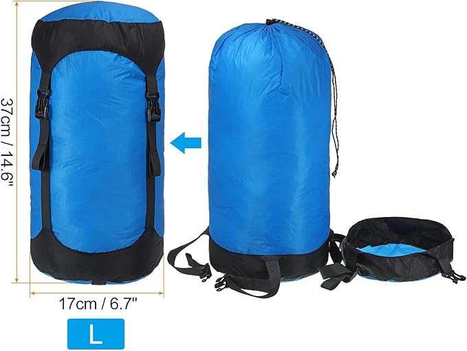 PATIKIL Compression Stuff Sack 8L Waterproof Sleeping Bag Lightweight Compression Storage Sack for Backpacking Camping Blue