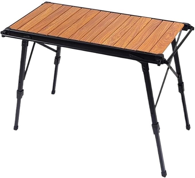Outdoor Folding Table Wood Grain Aluminum Alloy Egg Roll Large Lifting Portable Camping Plate