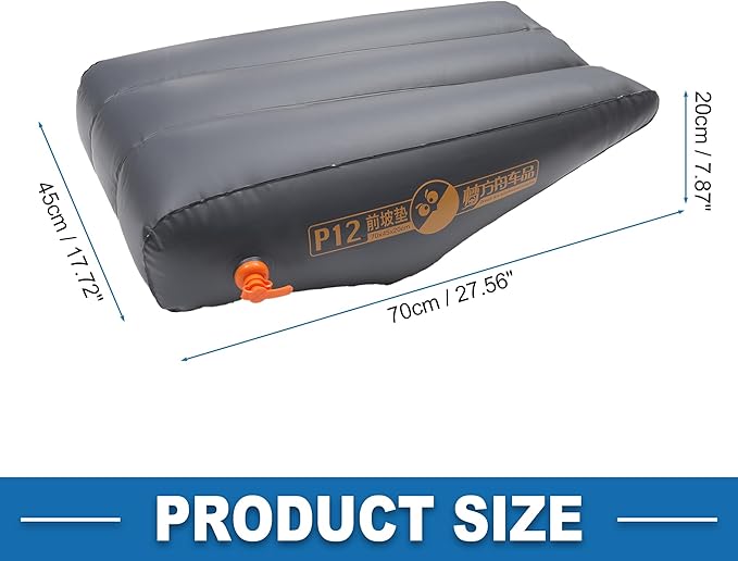 Car Front Seat Inflatable Mat Comfortable Car Inflatable Mattress Sleeping Mat for Napping Travel Deep Gray