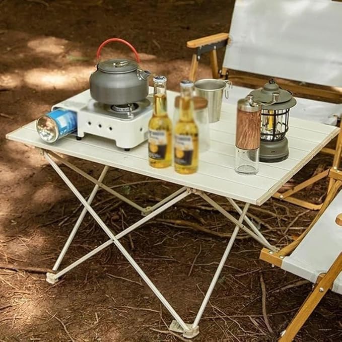 Outdoor Portable Folding Camping Table Lightweight Aluminum Alloy Picnic Table for Outdoor Dining BBQ Fishing and Beach Activities 5 Bullet Points
