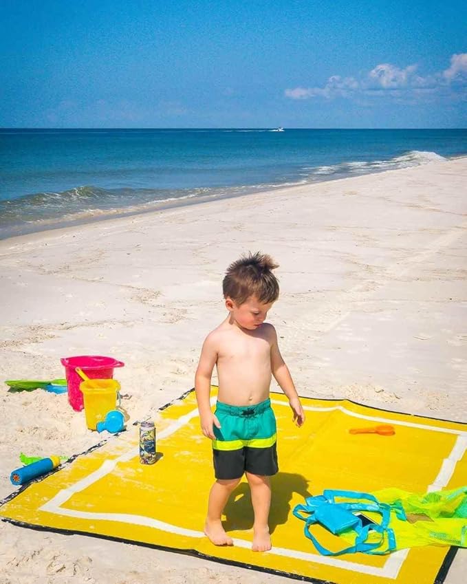 Mountain Mat 5x7 Yellow Outdoor RV Patio Mat – Extra Thick 5mm Recycled Poly Rug – Heavy-Duty Waterproof Reversible – Premium Camping Mat for Beach Deck Campsite (Yellow NO Carry Bag 5'x7')