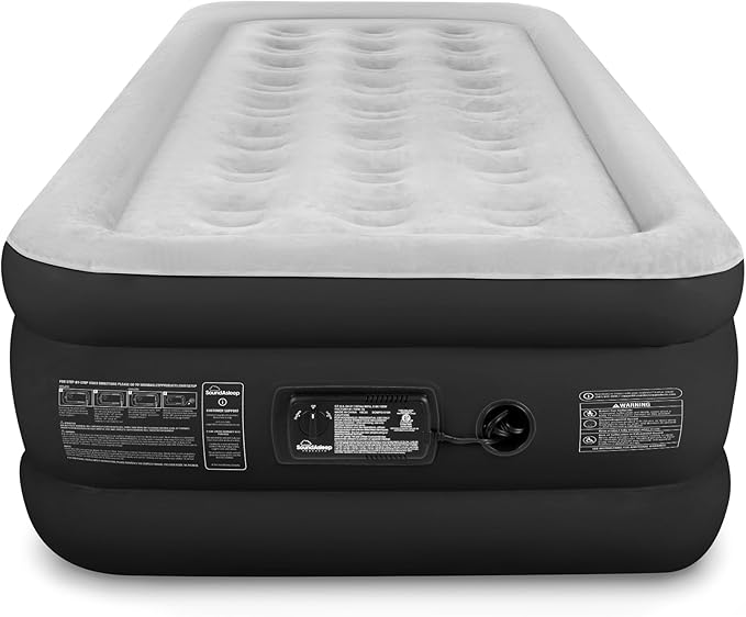 SoundAsleep Products Dream Series Luxury Air Mattress ComfortCoil Technology Built-in High Capacity Pump for Home Camping- Double Height Adjustable Inflatable Blow Up Portable (Twin XL Size)
