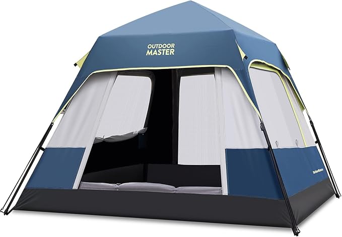 OutdoorMaster Updated Camping Tents 4/6 Person Camping Tent with Blackout Shelter Technology Easy Setup in 60 Seconds Weatherproof Pop Up Tent with Top Rainfly Instant Cabin Tent