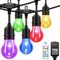 105FT Solar Outdoor String Lights 32 Shatterproof E26 Edison LED Bulbs Dimmable RGB Color Changing Patio Lights Waterproof with Remote. for Backyard Garden Party Bistro Cafe