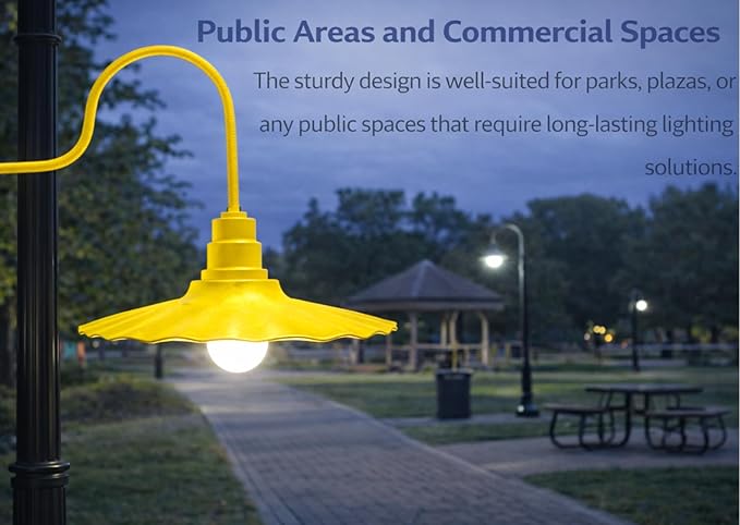 AGB102-AR20-YELLOW Radial Wave Steel Dome 29 Gooseneck Barn Light - Outdoor Dome with Incandescent Downlight | Wall-Mount Fixture Gardens Pathways &amp Outdoor Living Spaces