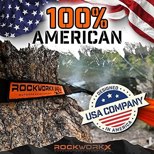ROCKWORKX Camping Hammock USA Single &amp Double Portable Multi-Use as Sunshade/Weather Shade/Tent Cover for Compact Travel Indoor &amp Outdoor (Multiple Colors)