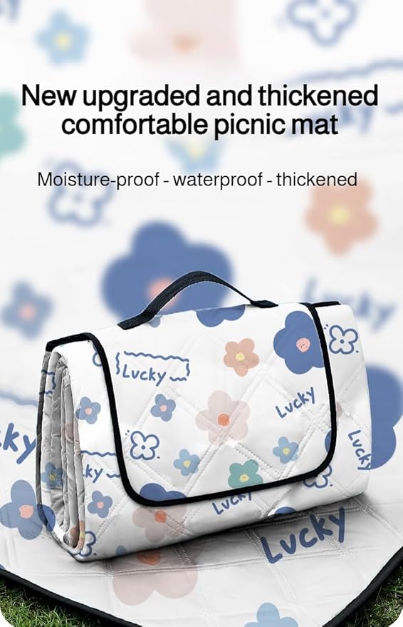 lilaBelle] Thick Picnic Mat【Waterproof Camping Blanket】 Oxford Cloth with PVC Backing Portable Outdoor Cover for BBQ Spring Outing Festival Beach Party Essentials Style B
