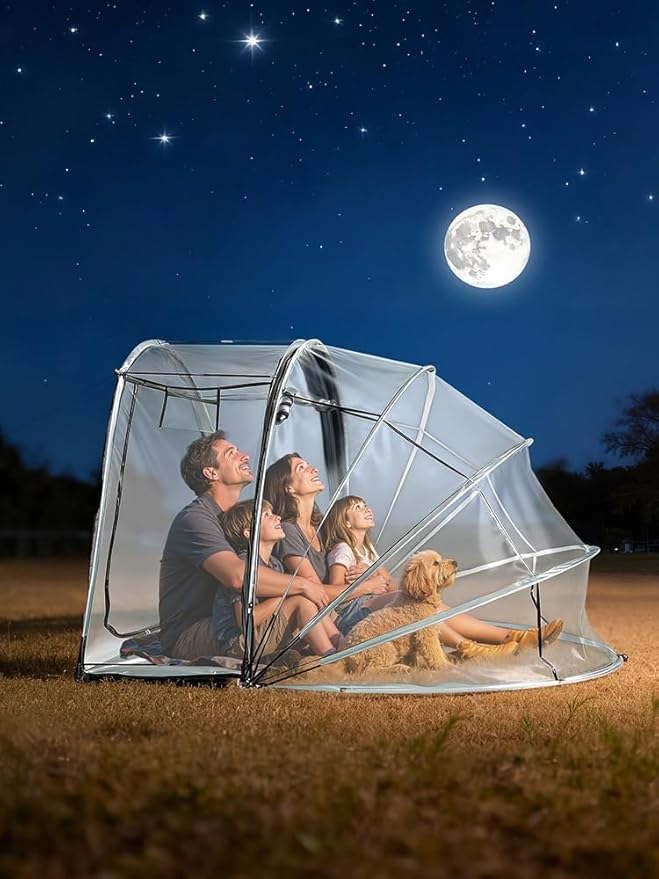Transparent Bubble Tent Outdoor Sun Tent 4 Person Plastic Bubble Tents Garden Courtyard Use PVC Cover Glass Rod Frame Zipper Closure for Yard Camping All Weather Outdoor Shelter