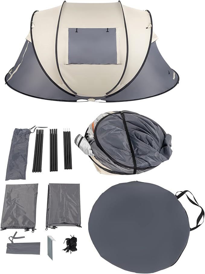 4 Person Easy Pop Up Tent Camping Waterproof Automatic Setup 2 Doors-Instant Family Tents for Hiking &amp Traveling
