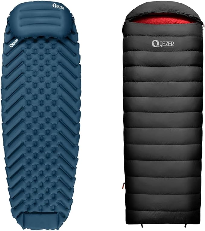 Sleeping Pad and Pillow with 300Fill Power Down Sleeping Bag
