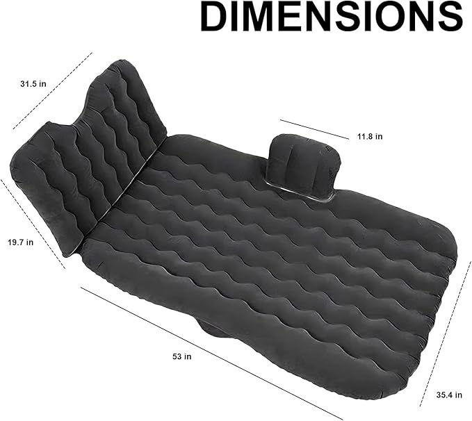 Zone Tech Inflatable Car Travel Air Mattress Back Seat- Pump Kit Premium Quality- Vacation Camping-Sleep Automotive Bed with 2 Air Pillows Car SUV Universal Fit