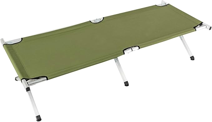 Portable Military-Style Folding Camping Cot with Carrying Bag - Army Green