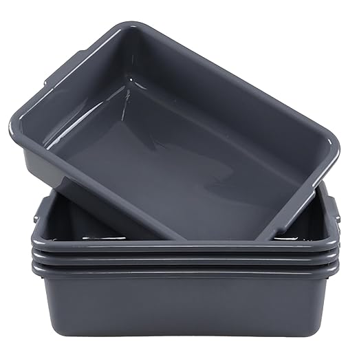 Quickquick 13 L Plastic Commercial Wash Basin Food Service Bus Tubs Deep Gray 4 Packs