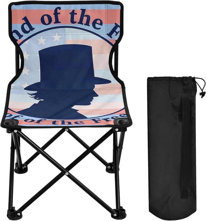 4th of July Independence Day Land of Free Blue Silhouette Packable Camping Chairs for Adults Ultra-Lightweight Backpack Chair Includes Carry Bag Hiking Chairs Backpacking Ultralight for Concert