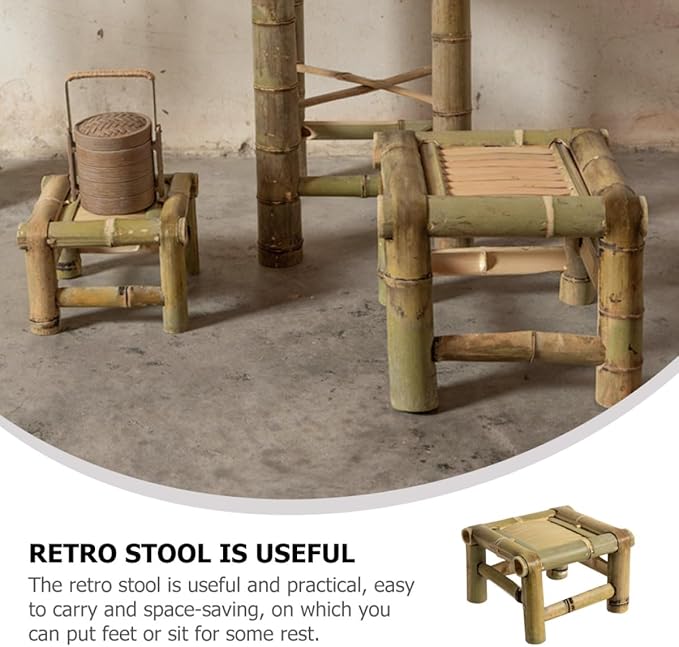 Vintage Stool for Home and Bathroom Retro Small Seat 20X28X28Cm Lightweight Natural Material for and Outdoor Use