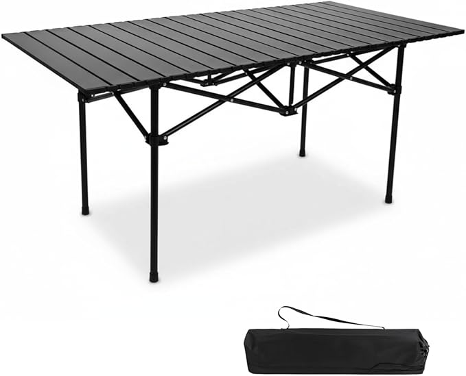 Camping TablePortable Folding Tablewith Carry BagSuitable for Indoor Outdoor Camping Backyard Party Patio The Black Camping Table at The Beach