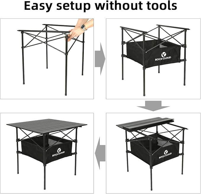ROCK CLOUD Portable Camping Table Aluminum Folding Camp Table Lightweight Outdoor for Camping Hiking Picnic Backpacking 28” x 28”