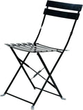 Carolina Chair &amp Table Bistro Set of 2 Foldable Outdoor Chairs - Elegant Powder Coated Metal Seat and Frame Folding Chairs - Modern Style Space Saving Furniture for Patio Balcony or Garden (Black