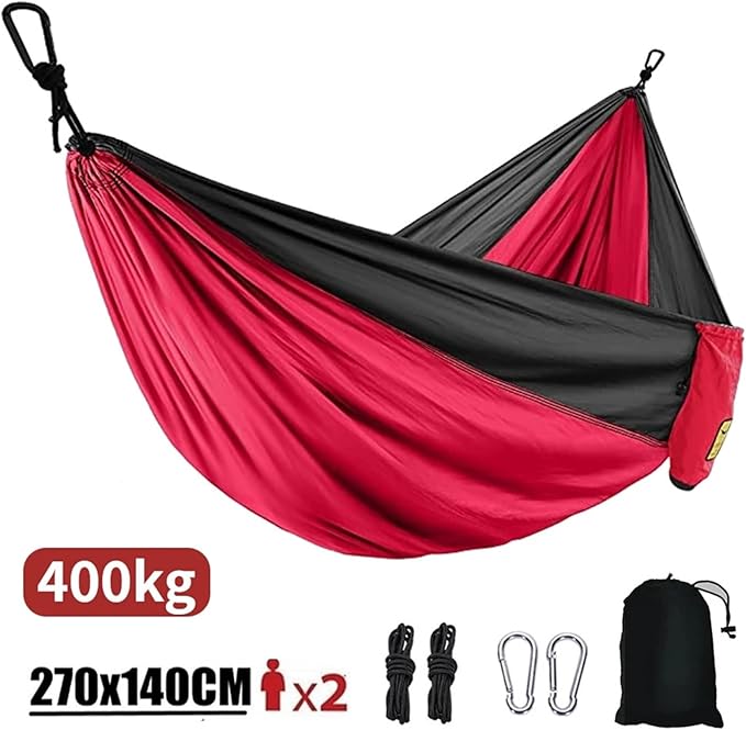 270x140cm Portable Hammocks Nylon Color Parachute Fabric Single and Double Size Outdoor Camping Hiking Garden Hammock(Blue)