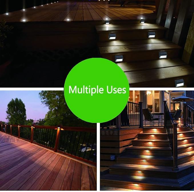 Solar Fence Lights Waterproof Solar Outdoor Lights for Stairs Decks Steps Fences Patio Yard LED Wall Sconce (Cool White/4 Pack)