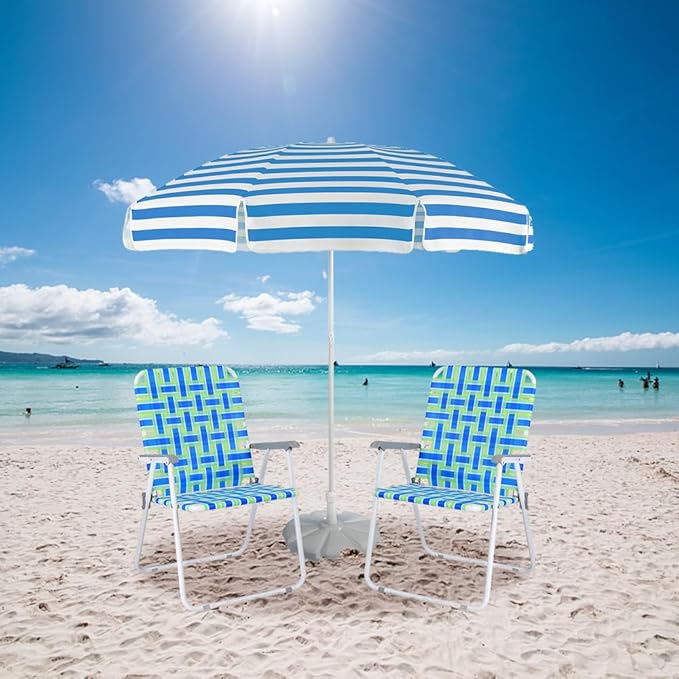 VINGLI Oversized Patio Lawn Chairs Folding 1 Piece Webbed Folding Chair Outdoor Beach Chair Portable Camping Chair for Yard Garden (Blue Oversized)