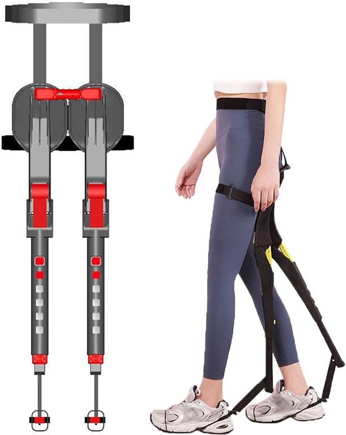 Portable Adjustable Wearable Invisible Chair Wearable Leg Ergonomics Lightweight Seat 5 Gear Heights Adjustable Bear up to 150kg(Red)