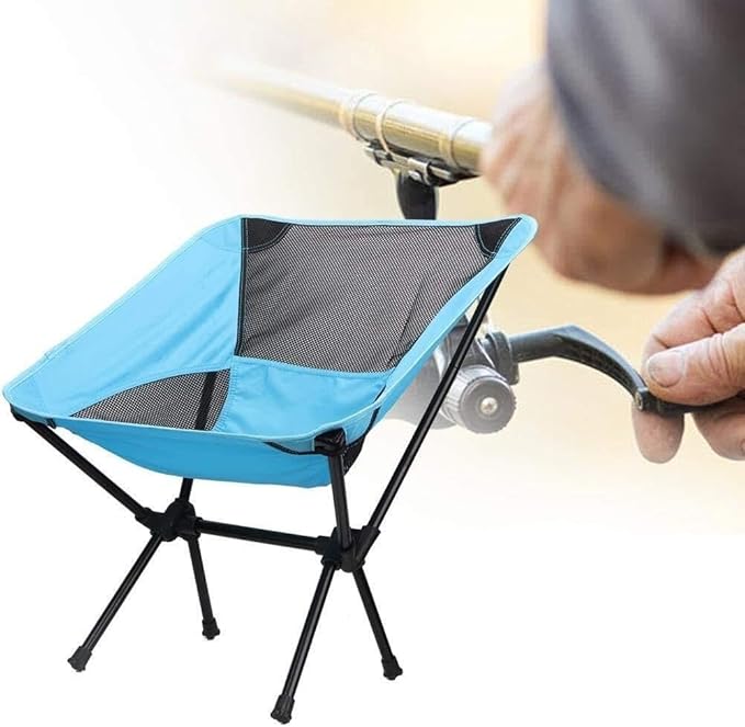 Lahomie Portable Camping Chair Heavy Duty Folding Beach Chair Lightweight Picnic Chair with Carry Bag Supports Up to 100kg Blue