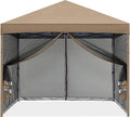 MASTERCANOPY Pop-Up Quick Setup Outdoor Canopy with Netting Screen Walls (10x10 Khaki)