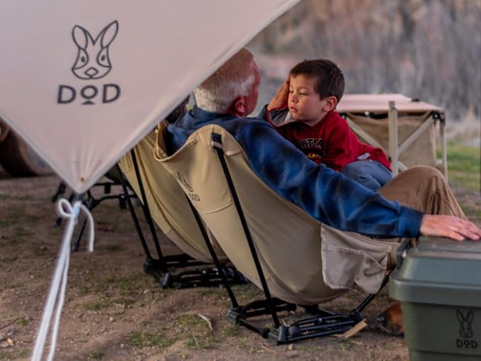 DOD Sugoi Chair - A Portable Camping and Backpacking Chair - Adjustable to The Ideal Height and Seating - Angle for Any Outdoor Activity - Tan