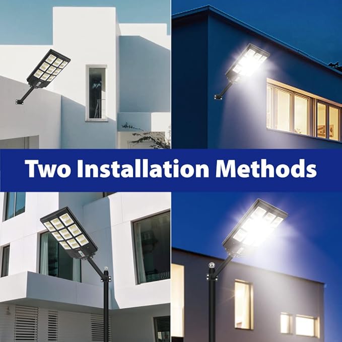4200W Solar Street Lights Outdoor Motion Sensor Dusk to Dawn Solar Flood Lights Super Bright 7000K Security Lights IP66 Waterproof Solar Powered for Parking Lot Street Yard(2 Pack)