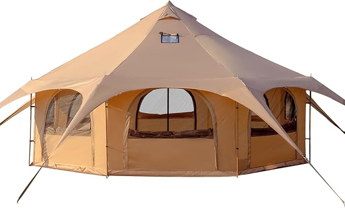 Oxford Bell Tent for Glamping &amp Camping 6-10 Person Spacious Family Tent with 360 Ventilation Waterproof &amp Windproof Outdoor Shelter