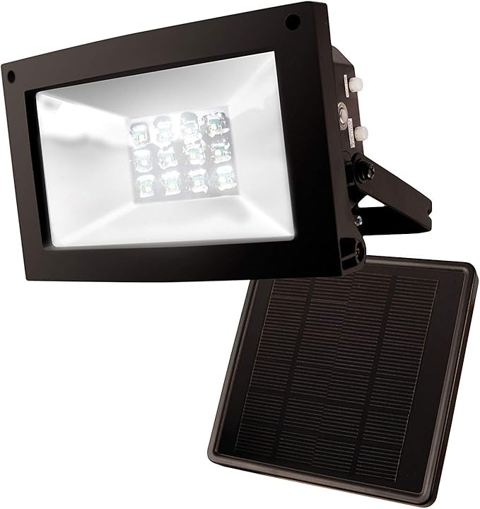 Maxsa 40330 80LM 12 LED Solar-Powered Dusk to Dawn Outdoor Flood Light 10 Hour Weatherproof and Dark Sky Compatible Cool White Security Light Black