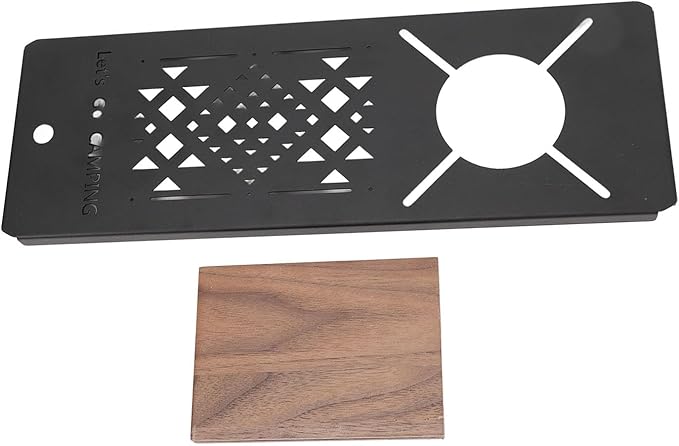 Alomejor Camping Table Portable Stainless Steel Outdoor Table Walnut Wood Stand for Family Gatherings Camping Trips BBQ Cooking