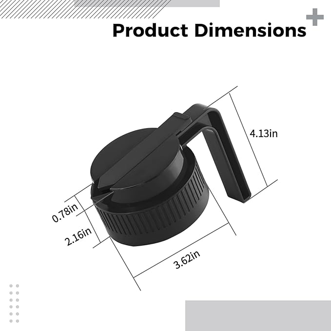 2 Pack Pour Spout Lids for Wide Mouth Jars Plastic Dispenser Cold Brew Syrup 4.13 in Height Black