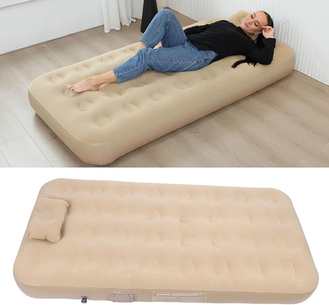 74.8in Self Inflating Air Mattress Blow Up Mattress Inflatable Sleeping Mat with Built in Pump Soft Flocking Layer 190CM for Camping Home Travel Guests