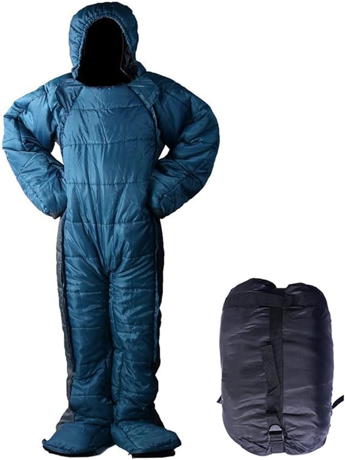 Human Walking Sleeping Bag Adult Sleeping Bag for Camping Cold Weather 0 Degree Mummy Style Lightweight Humanoid Sleeping Bag Outdoor Wearable Warm Sleeping Suit for Men and Women