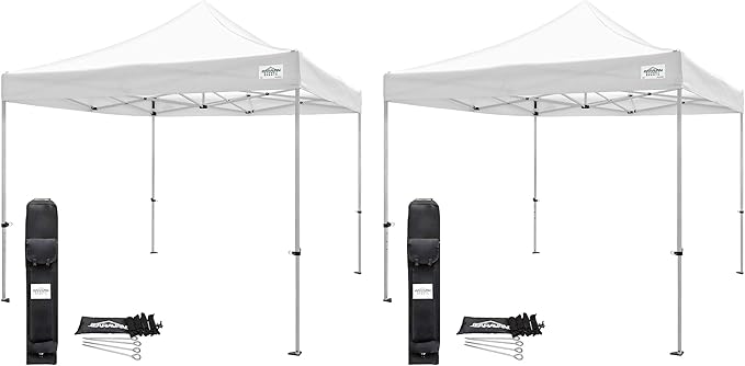 Caravan Canopy TitanShade 10 x 10 Steel Portable Instant Canopy White (2 Pack)