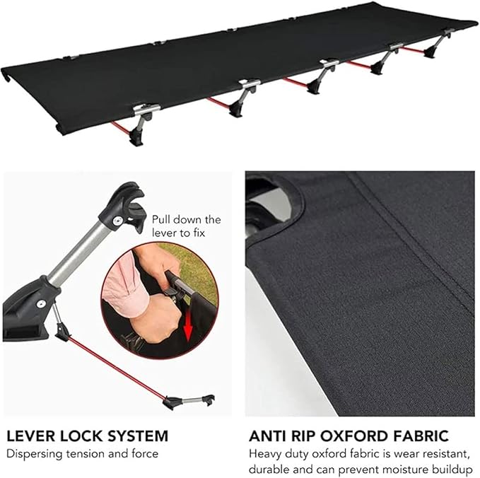 Folding Chair Portable Foldable Camping Cot Single Person Outdoor Bed Bearing Weight Compact for Picnic Camping
