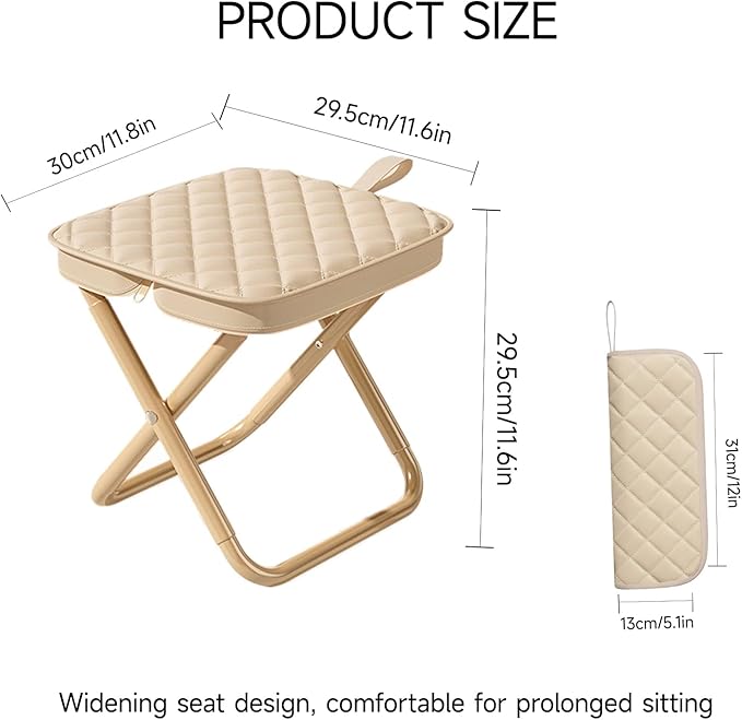 11.8 Pocket Chair Lightweight Travel Stool Portable Camping Chair Thickened Folding Camp Stools 350lbs for Adults Hiking Purse Stool Khaki