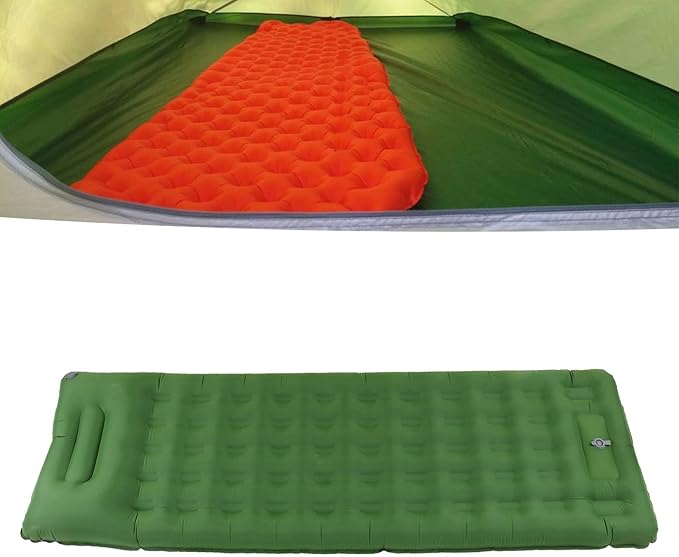 Sleeping PadCamping Sleeping PadDurable Air Bed Compact60s Seconds Fast Inflation Ergonomic Support Water Proof Nylon Camping Mattress for Backpacking Hiking Tent(Olive Green)