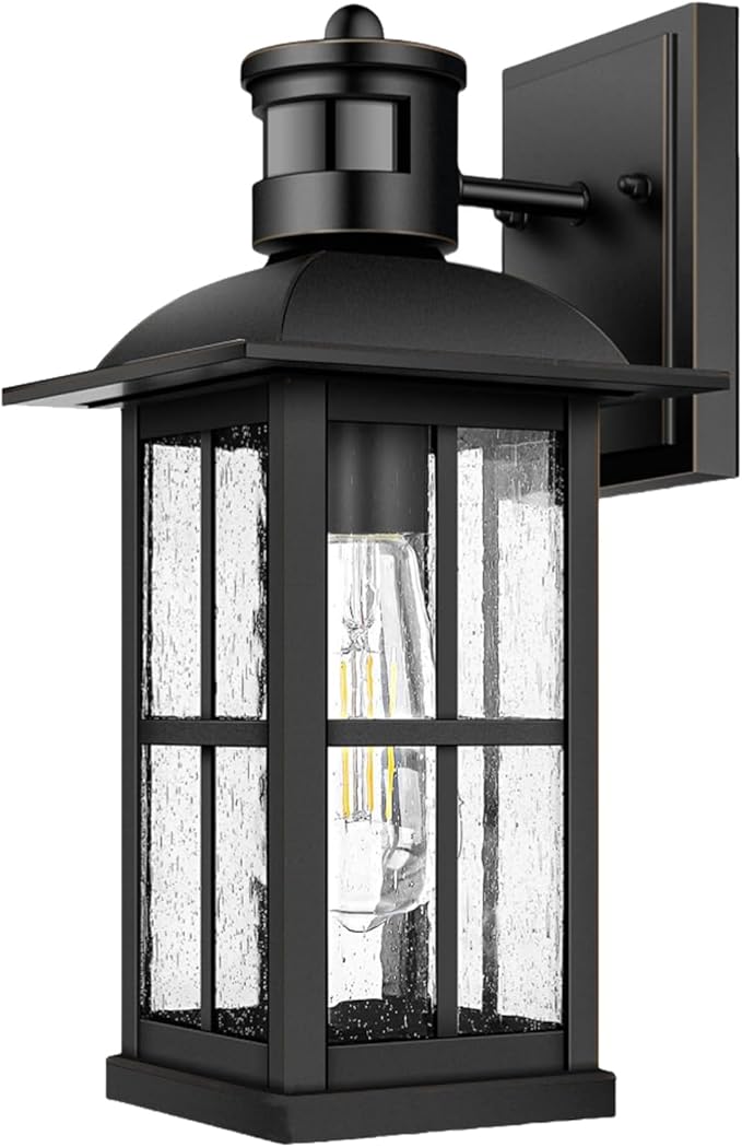 15inch Large Outdoor Wall LightsModern Black Exterior Lantern Wall Light Fixture with E26 Sockets &amp Tempered GlassWaterproof Porch Wall Lighting for GarageGarden