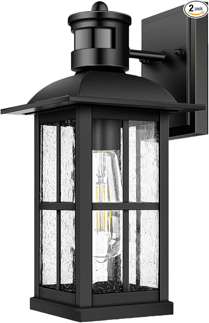 15 Large Outdoor Wall LightsModern Black Exterior Wall Light Fixture with E26 Sockets &amp Tempered GlassWaterproof Porch Lighting for Wall Exterior Waterproof Wall Lanterns (15inch-1Pack)