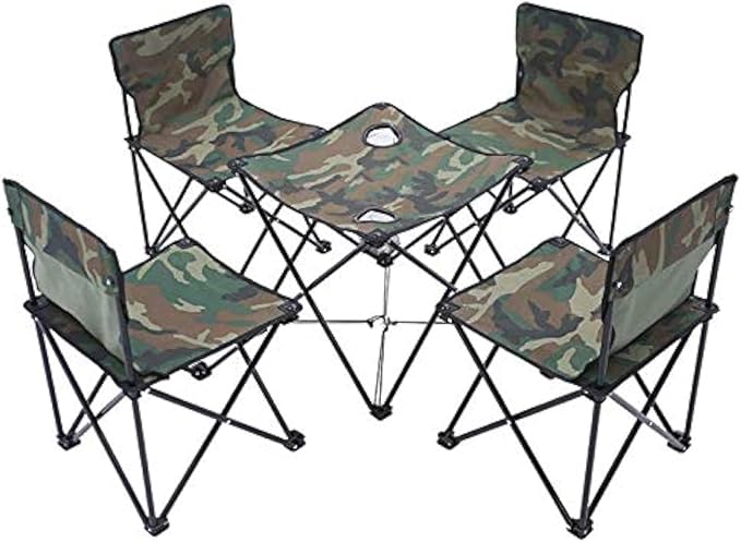 HUAWELL Lightweight Camping Chair 5-Pack Folding Portable Seat Stool with Shoulder Strap Perfect for Outdoor Traveling Camping Picnic Fishing (Camouflage 5 Piece Set)