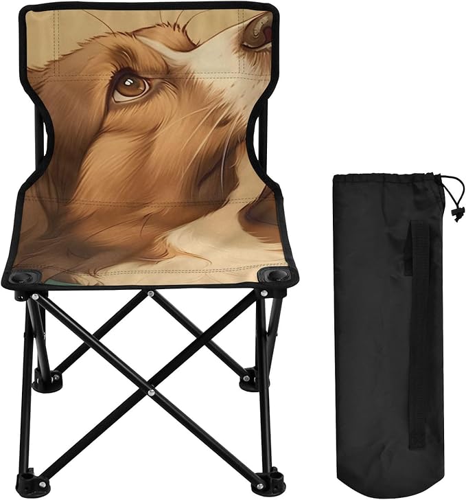 Serious Dog Portable Camping Chairs Folding Chair - Durable Oxford Fabric Lightweight Iron Frame Easy Fold Design - Ideal for Outdoor Activities Camping Fishing and Travel