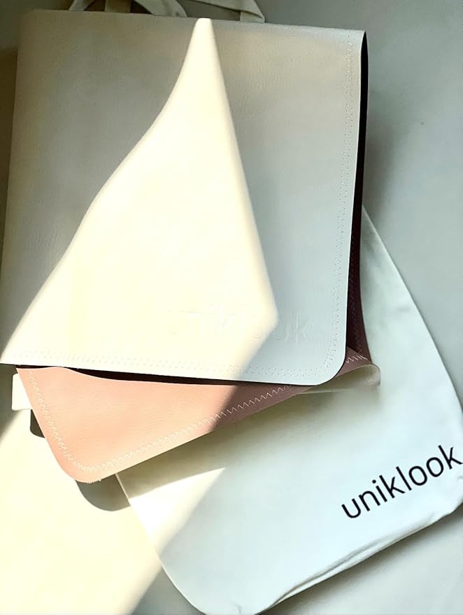 Uniklook Vegan Leather Reversible Multipurpose Paly mat Kids Infant Picnic Blanket - Waterproof Baby Splat mat for High Chair Sand Proof Beach Blanket Indoor Outdoor (Blanc Terra)