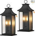 tewei 2-Pack Dusk to Dawn Outdoor Wall Lights 22'' Porch Light Outdoor Wall Sconce Lantern 2-Light Black Exterior Lighting Fixture Wall Mount Outside Light for House Garage